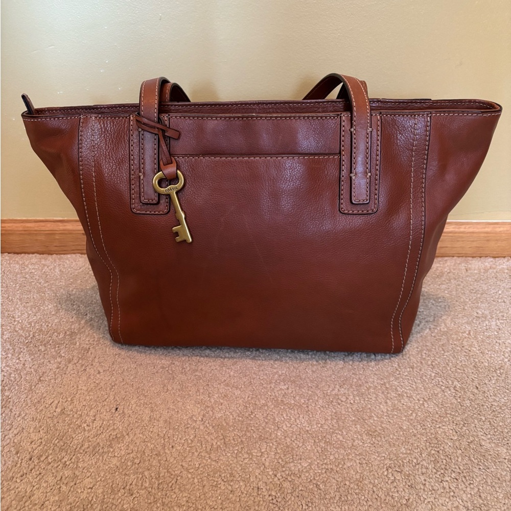 Fossil Brown Leather Emma Tote